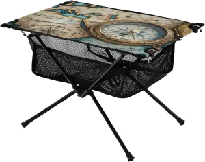 Map with The World Portable Folding Camping Table, Compact Lightweight Beach Table with Carrying Bag for Outdoor Picnics, BBQs, Camp