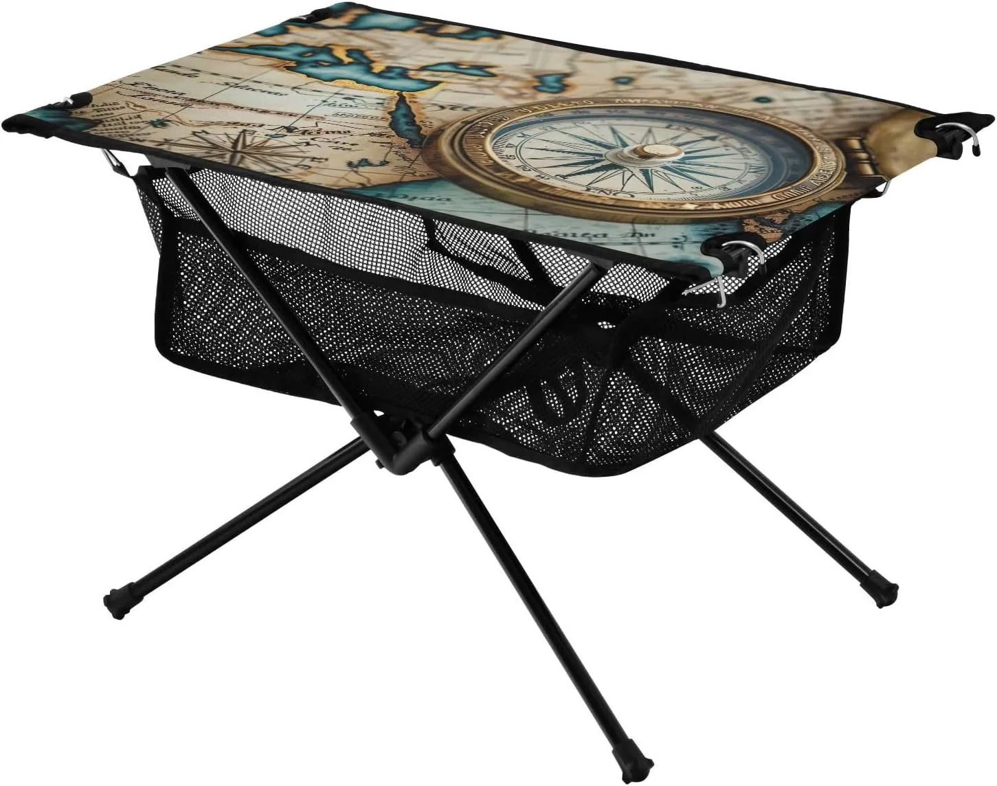 Map with The World Portable Folding Camping Table, Compact Lightweight Beach Table with Carrying Bag for Outdoor Picnics, BBQs, Camp
