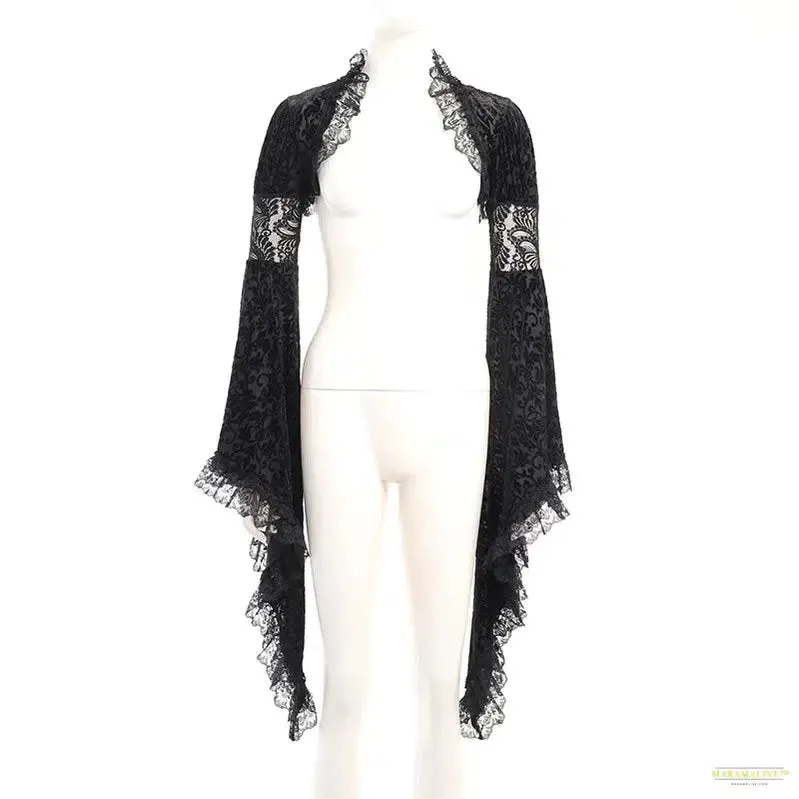 Maramalive™ Elegant Evening Velvet  Dresses Mall Gothic Lace Flare Sleeve Crop Tops Grunge Split Cut Out Partywear Dress
