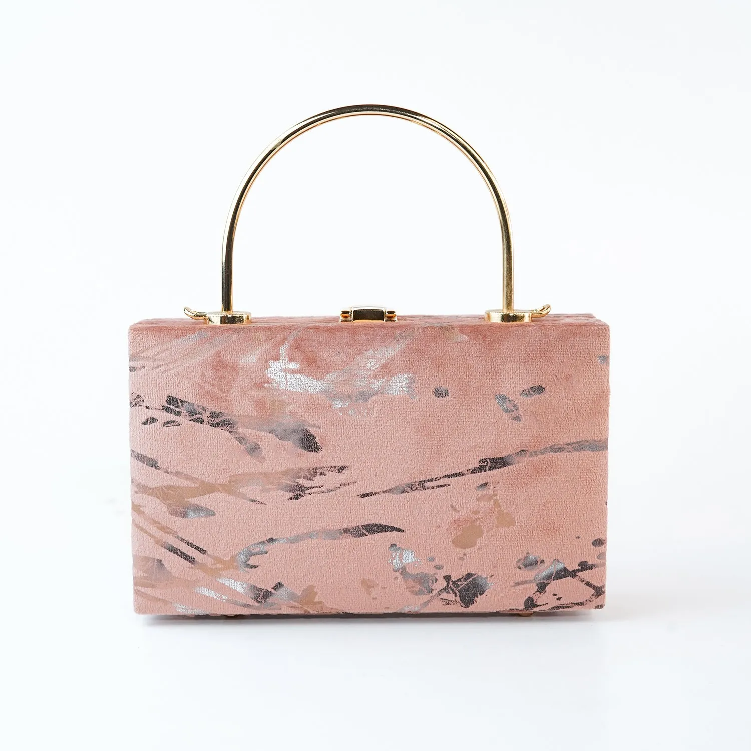 Marble-Print Velvet Handbag