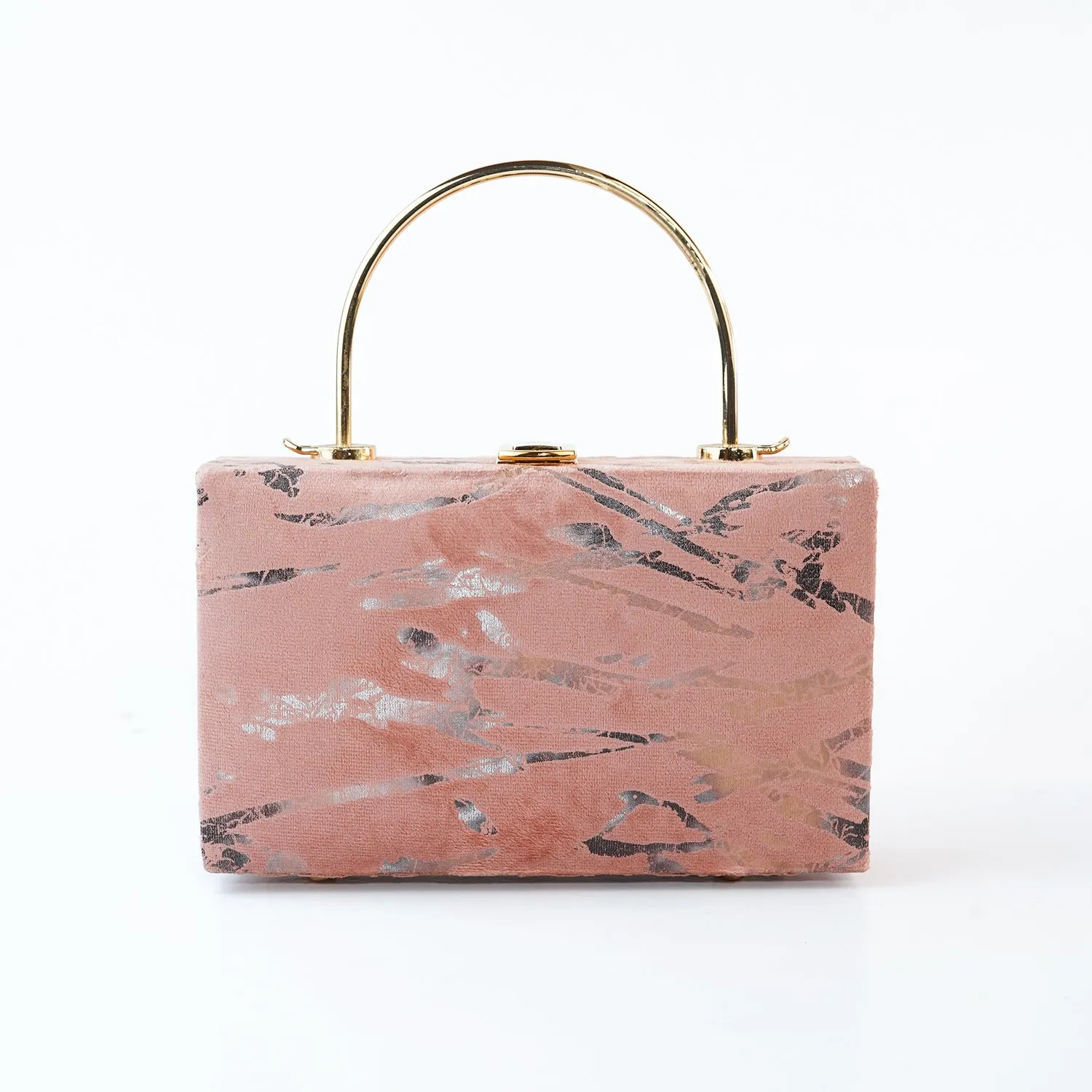 Marble-Print Velvet Handbag
