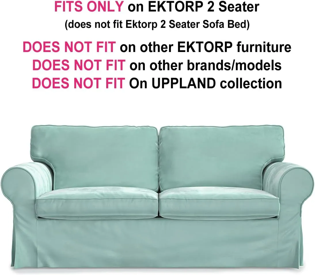 MASTERS OF COVERS Elegant Velvet Ektorp Loveseat Sofa Cover for IKEA Two Seater Ektorp Slipcover-Mint