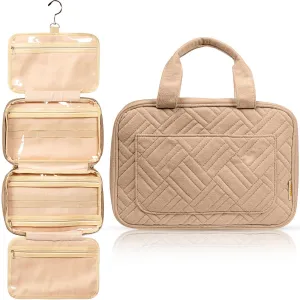 Medium Foldable Hanging Toiletry Bag - Camel Brown