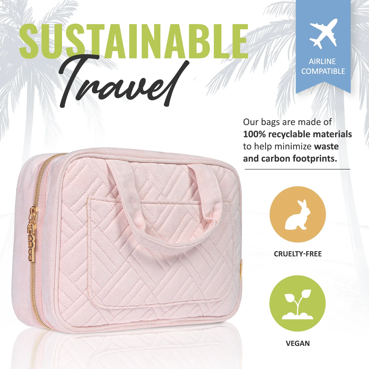Medium Foldable Hanging Toiletry Bag - Heavenly Pink