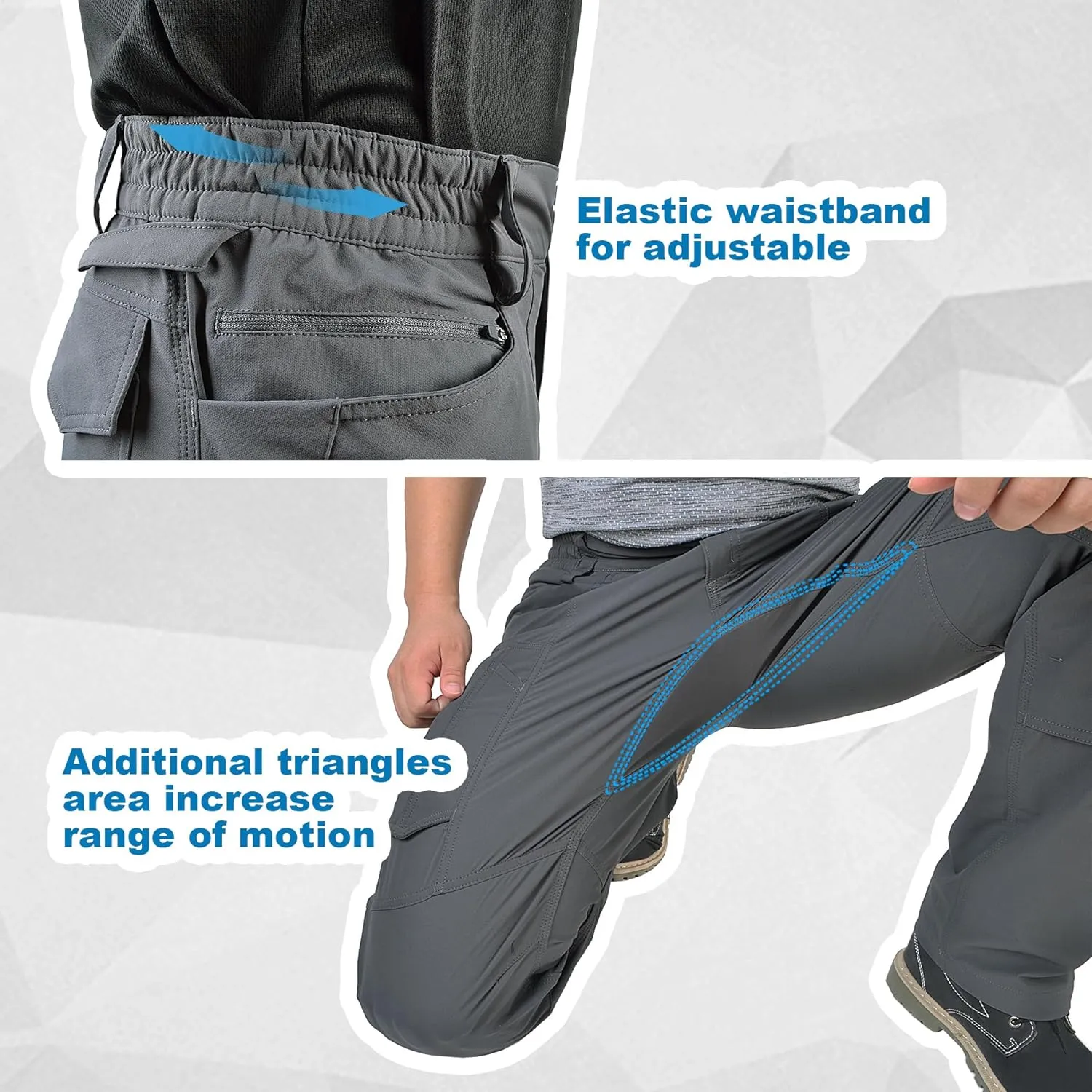 Men's 4 Way Stretch Outdoor Cargo Pants All Season with Multi Pocket Utility Work Pant