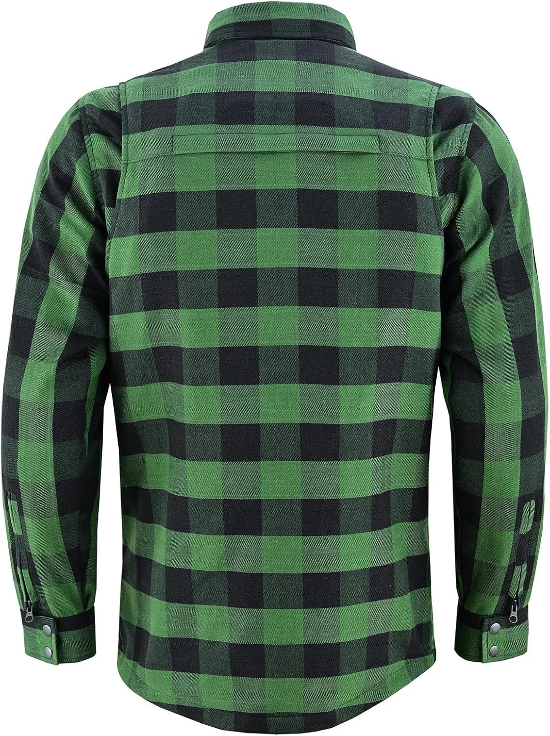 Mens Armored Checkered Flannel Biker Shirt, Multiple Waterproof Storage Pockets CE Approved Armor Reinforced Water Resistant