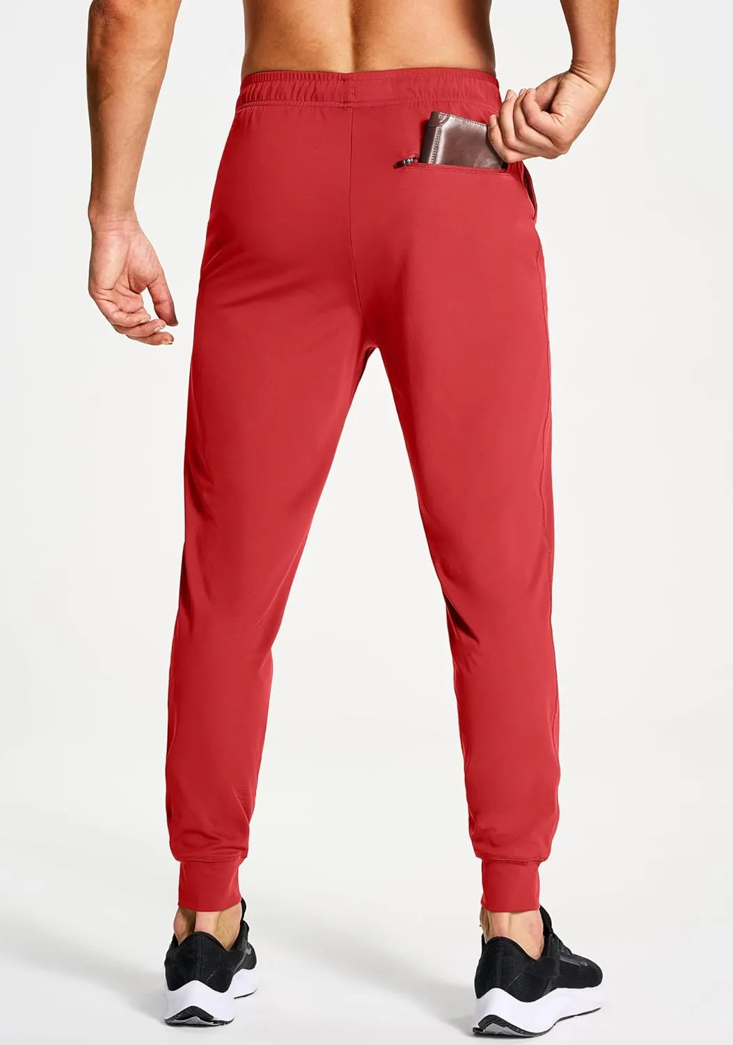 Men's Athletic Joggers Stretch Sweatpants with Zipper Pockets Running Workout Gym Track Golf Pants for Men