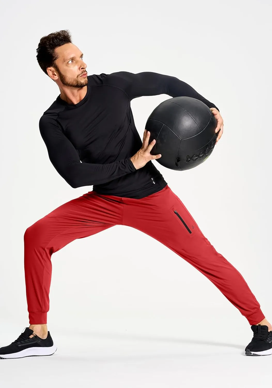 Men's Athletic Joggers Stretch Sweatpants with Zipper Pockets Running Workout Gym Track Golf Pants for Men