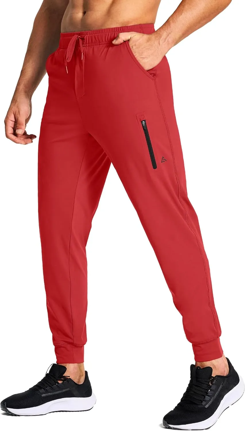 Men's Athletic Joggers Stretch Sweatpants with Zipper Pockets Running Workout Gym Track Golf Pants for Men