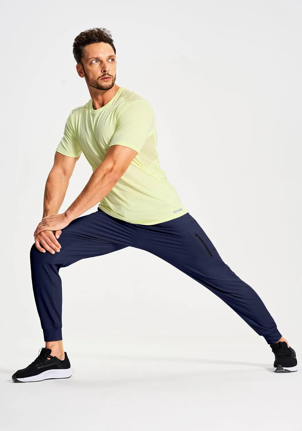 Men's Athletic Joggers Stretch Sweatpants with Zipper Pockets Running Workout Gym Track Golf Pants for Men