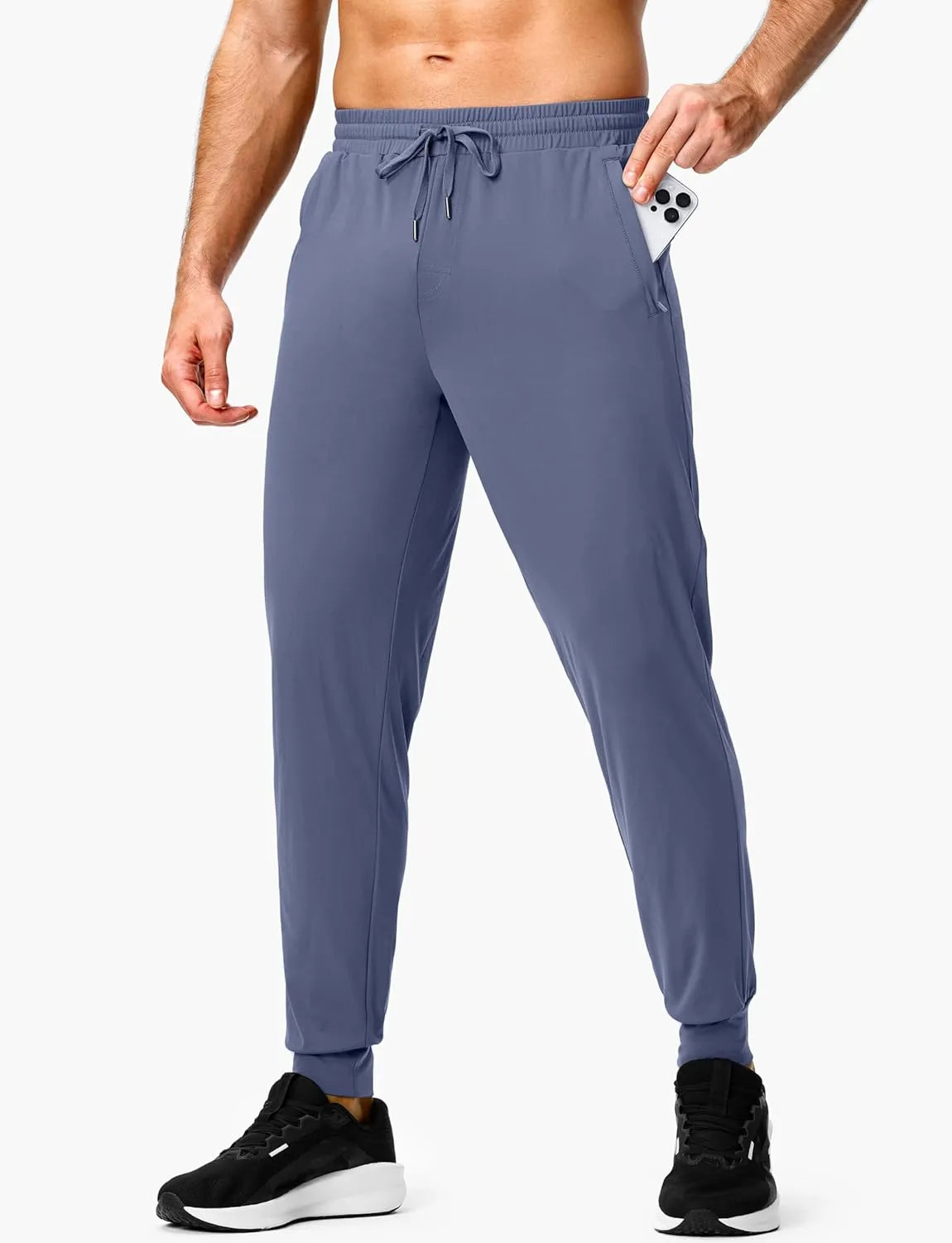 Men's Athletic Joggers with Zipper Pockets Stretch Tapered Running Sweatpants Gym Jogging Workout Pants for Men