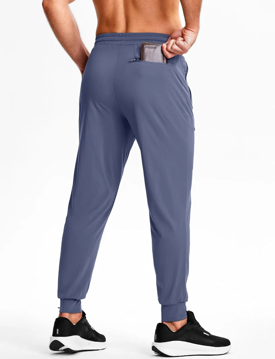 Men's Athletic Joggers with Zipper Pockets Stretch Tapered Running Sweatpants Gym Jogging Workout Pants for Men