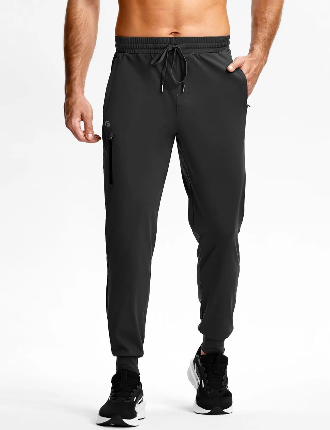 Men's Athletic Joggers with Zipper Pockets Stretch Tapered Running Sweatpants Gym Jogging Workout Pants for Men
