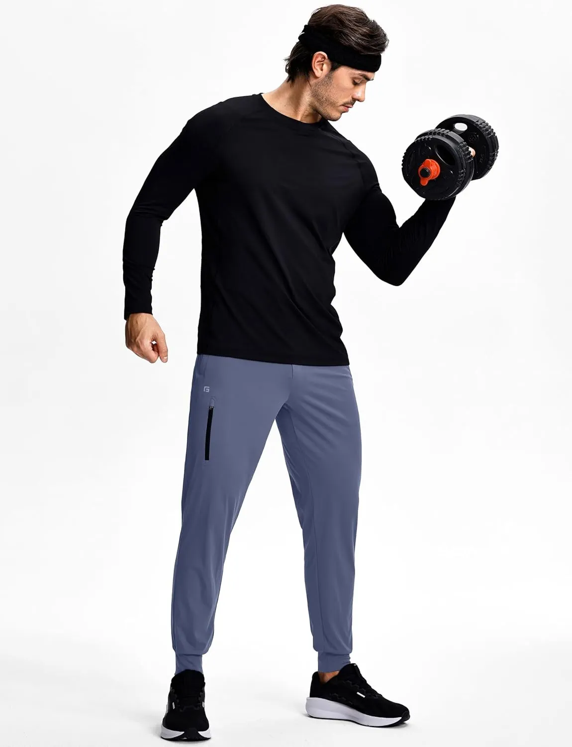 Men's Athletic Joggers with Zipper Pockets Stretch Tapered Running Sweatpants Gym Jogging Workout Pants for Men