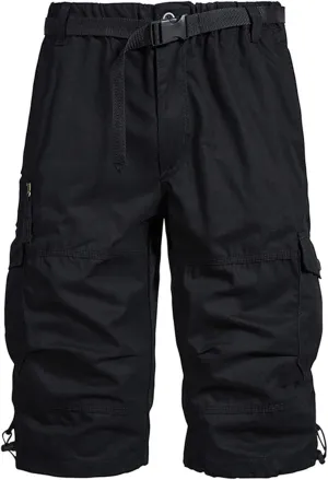Men's Below Knee Long Shorts, Summer Loose Work Cargo Short Pants Twill Military with Pockets