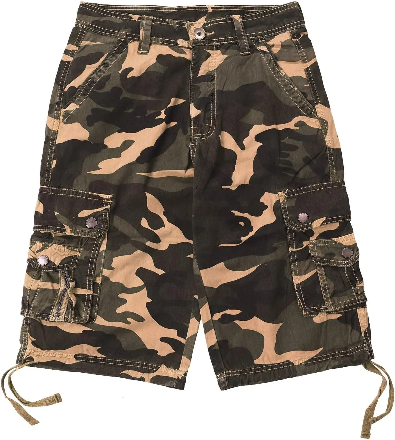 Mens Camouflage Cargo Shorts Big and Tall Classic Fit Multi-Pocket Utility Work Shorts Summer Casual Cotton Shorts