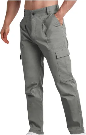 Mens Cargo Casual Pants Outdoor Hiking Pants Light Multi-Pocket Pants Autumn Sports Pants Running Travel Pants