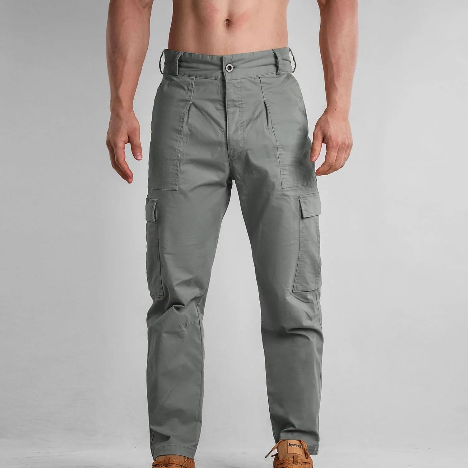 Mens Cargo Casual Pants Outdoor Hiking Pants Light Multi-Pocket Pants Autumn Sports Pants Running Travel Pants