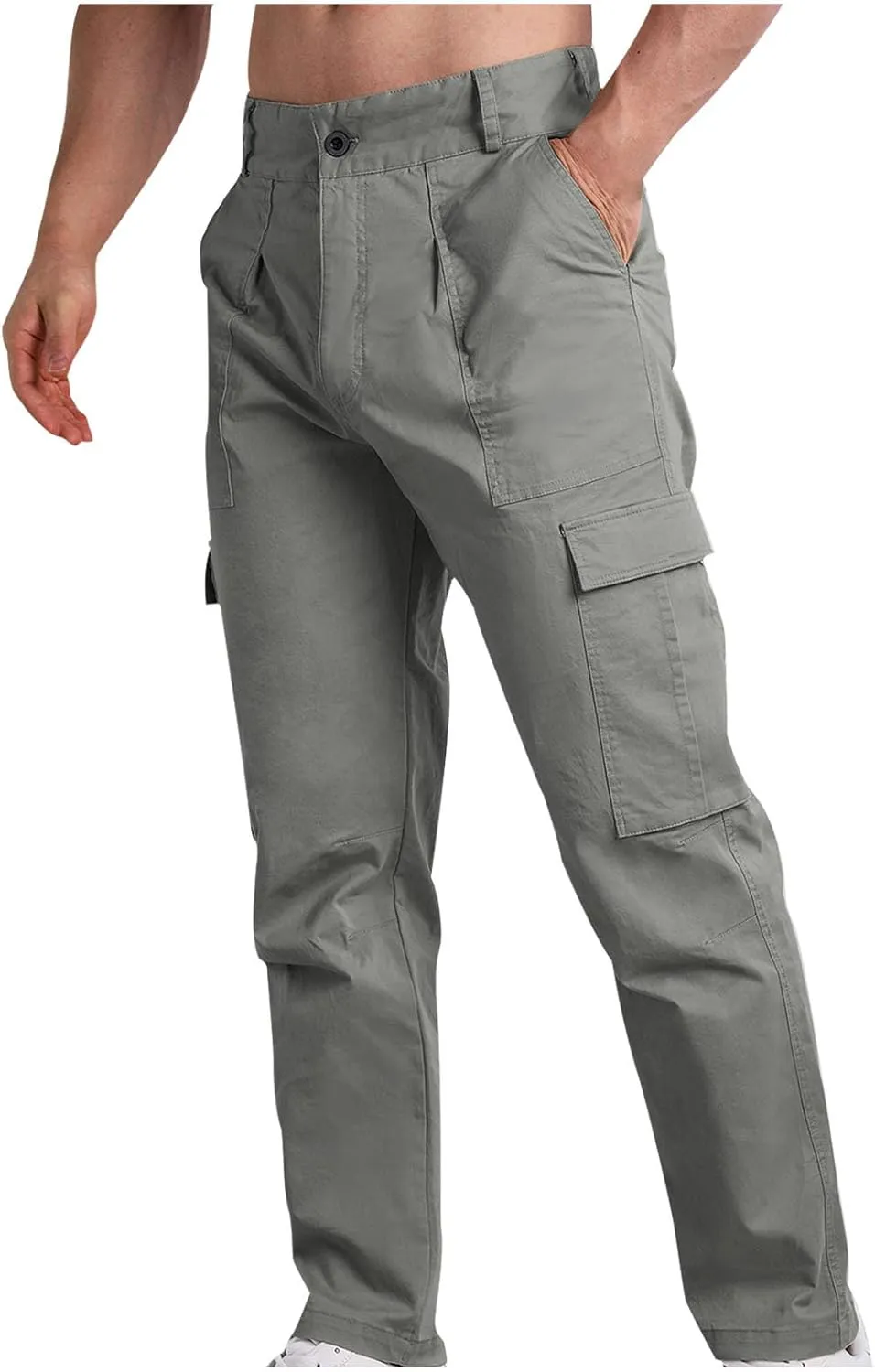 Mens Cargo Casual Pants Outdoor Hiking Pants Light Multi-Pocket Pants Autumn Sports Pants Running Travel Pants