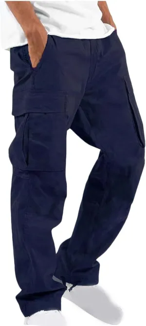 Mens Cargo Pants Casual Baggy Utility Work Hiking Joggers Athletic Big and Tall Sweatpants with Multi Pockets