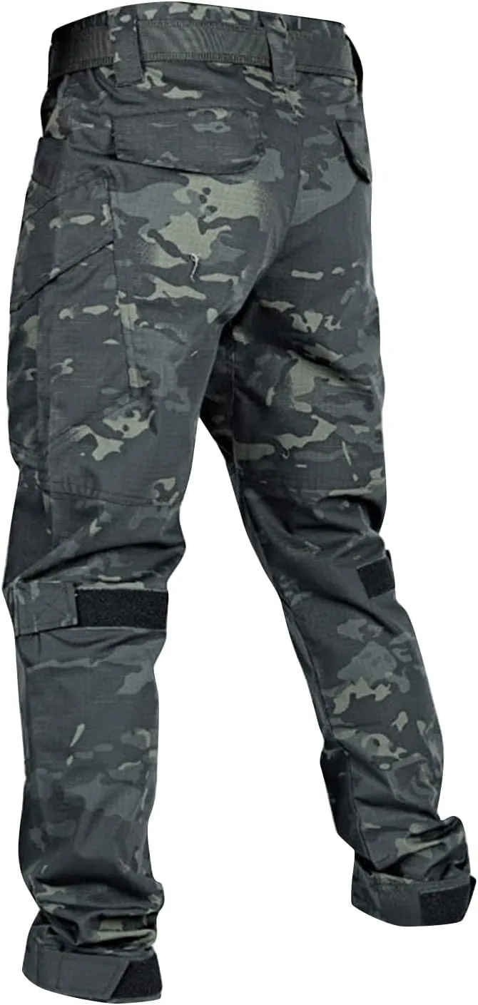 Men's Cargo Pants with Double-Layered Knees Heavy Duty Work Pants Water Resistant Relaxed Fit Hiking Pants