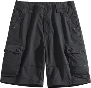 Men’s Cargo Shorts 5 Inch Inseam Perfect Classic Fit Multi Pockets Tooling Shorts Fashion Outdoor Linen Shorts