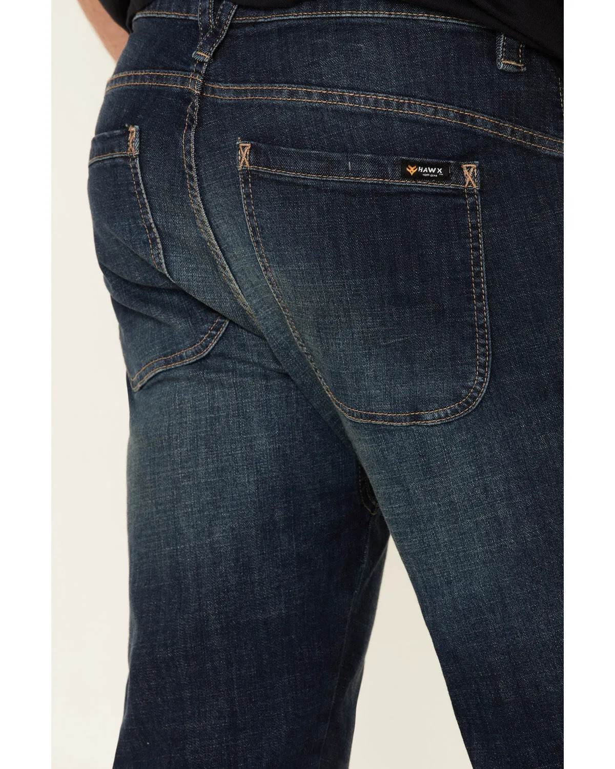 Men's Dark Wash Straight Stretch Denim Work Jeans