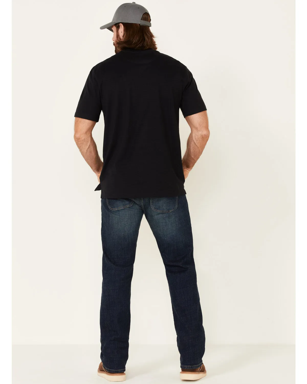 Men's Dark Wash Straight Stretch Denim Work Jeans