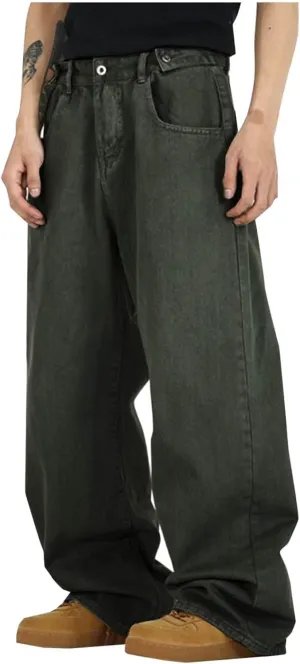 Men's Denim Cargo Pants Straight Leg Jean Trousers Casual Loose Fit Work Pants Jeans Y2k Hip Hop Denim Jean Sweatpant