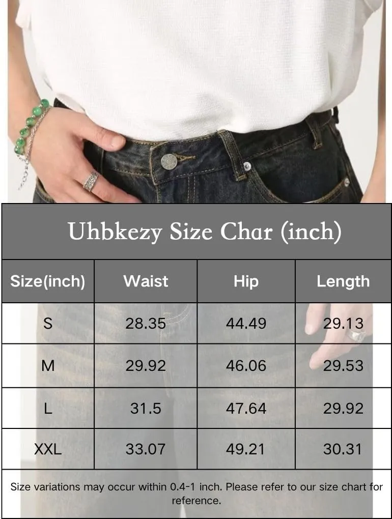 Mens Denim Shorts Summer Vintage Relaxed Fit Casual Wide Leg Jeans