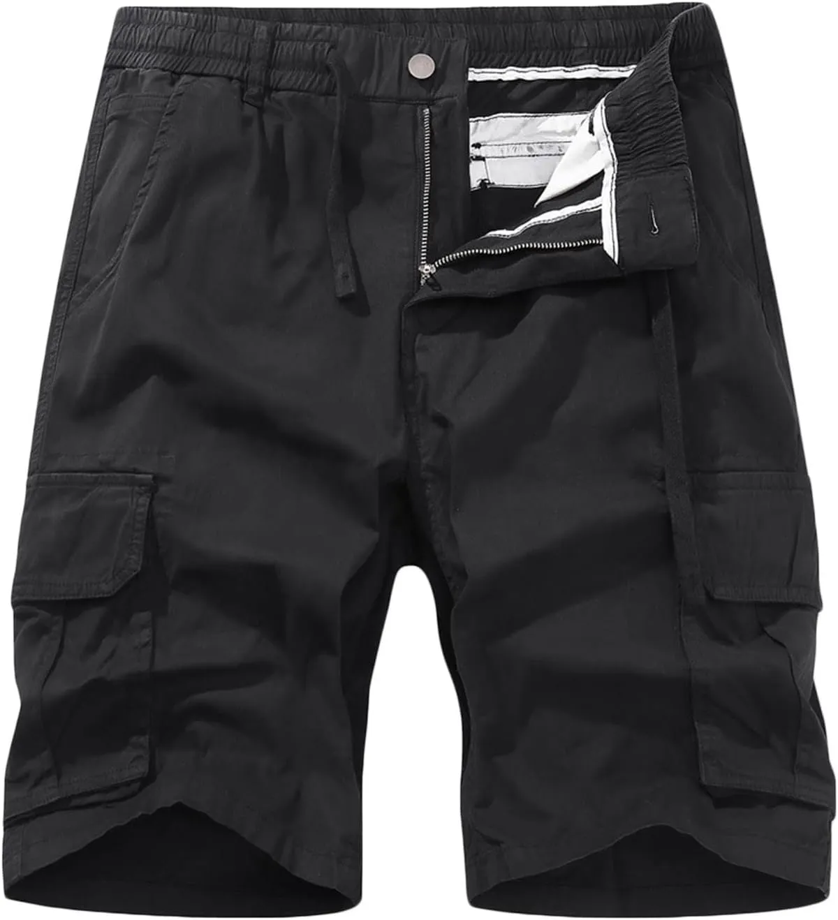 Mens Drawstring Shorts 5 Inch Inseam Casual Cargo Shorts Regular Fit Multi Pocket Cotton Shorts Outdoor Sport Shorts