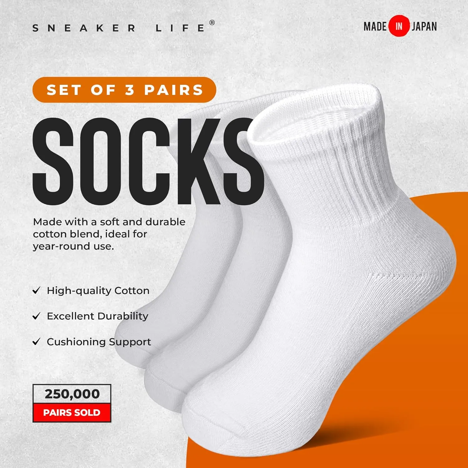Men's Dri Fit Crew Socks with Cushioned Bottom Quarter Length & Half Crew Shock-Absorbing for Work & Athletic Use
