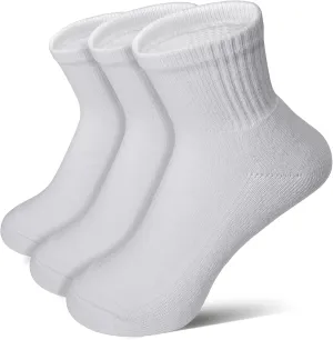 Men's Dri Fit Crew Socks with Cushioned Bottom Quarter Length & Half Crew Shock-Absorbing for Work & Athletic Use