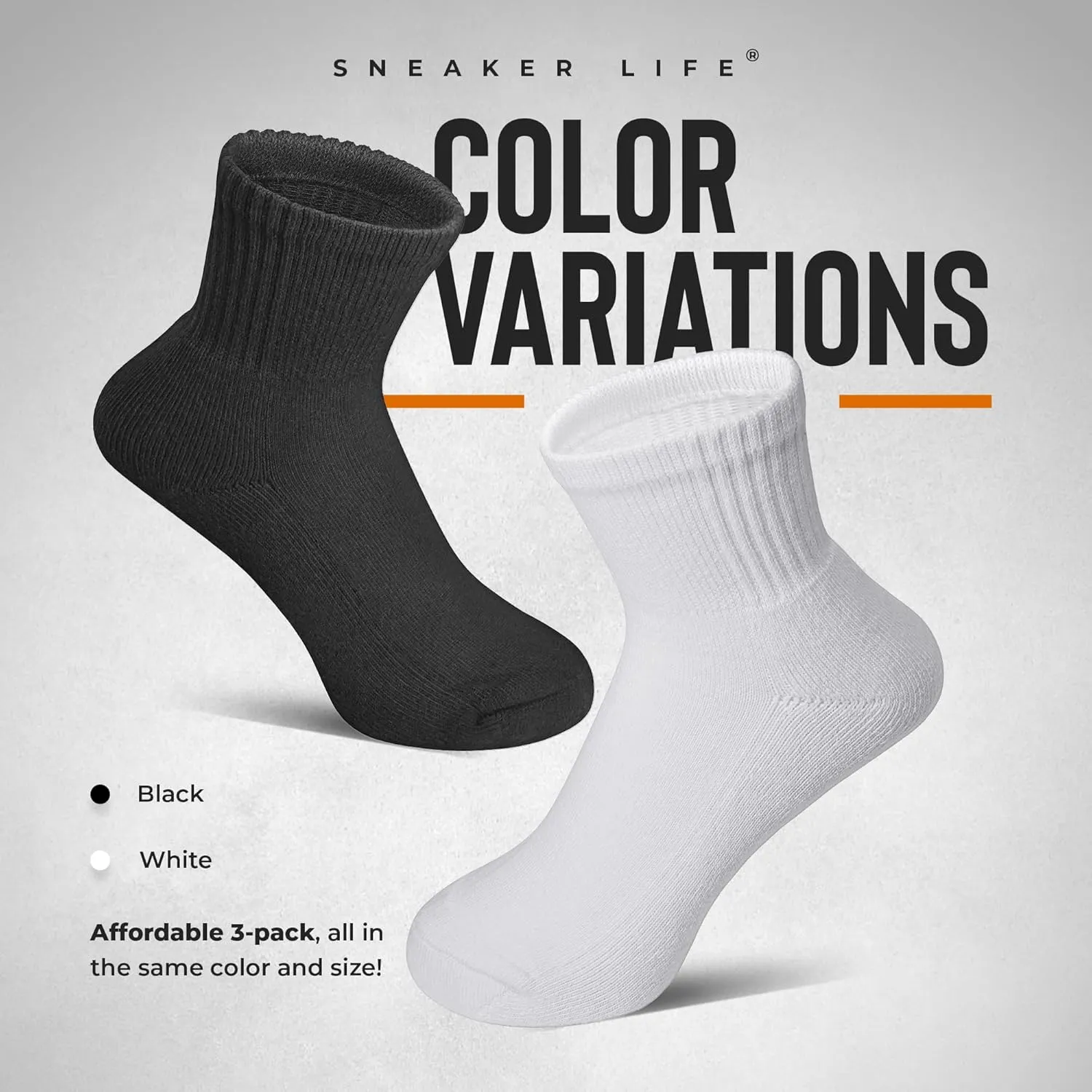 Men's Dri Fit Crew Socks with Cushioned Bottom Quarter Length & Half Crew Shock-Absorbing for Work & Athletic Use