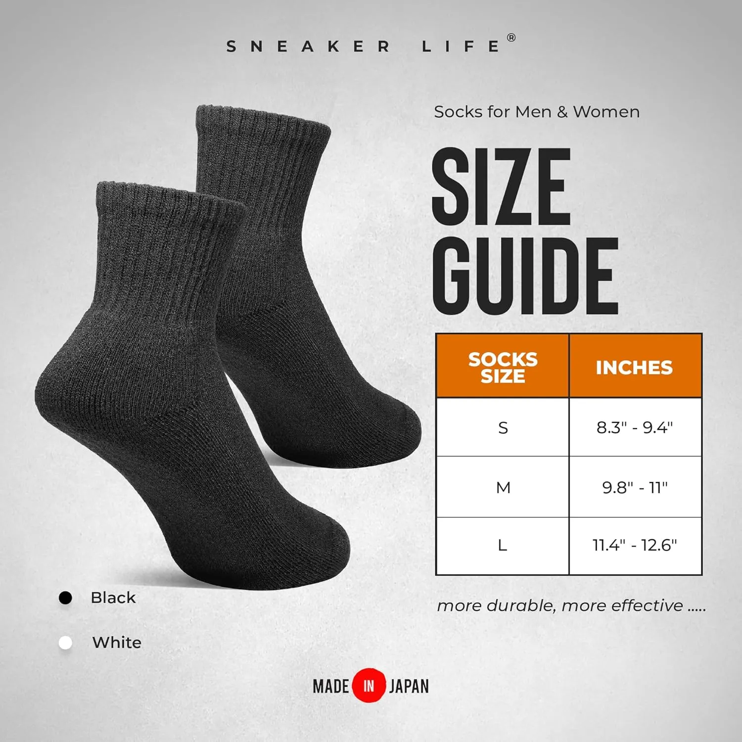 Men's Dri Fit Crew Socks with Cushioned Bottom Quarter Length & Half Crew Shock-Absorbing for Work & Athletic Use