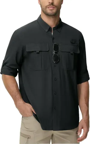 Mens Fishing Shirts UPF 50  UV Block Long Sleeve Shirt Breathable Trekking Hiking Sun Shirts for Men