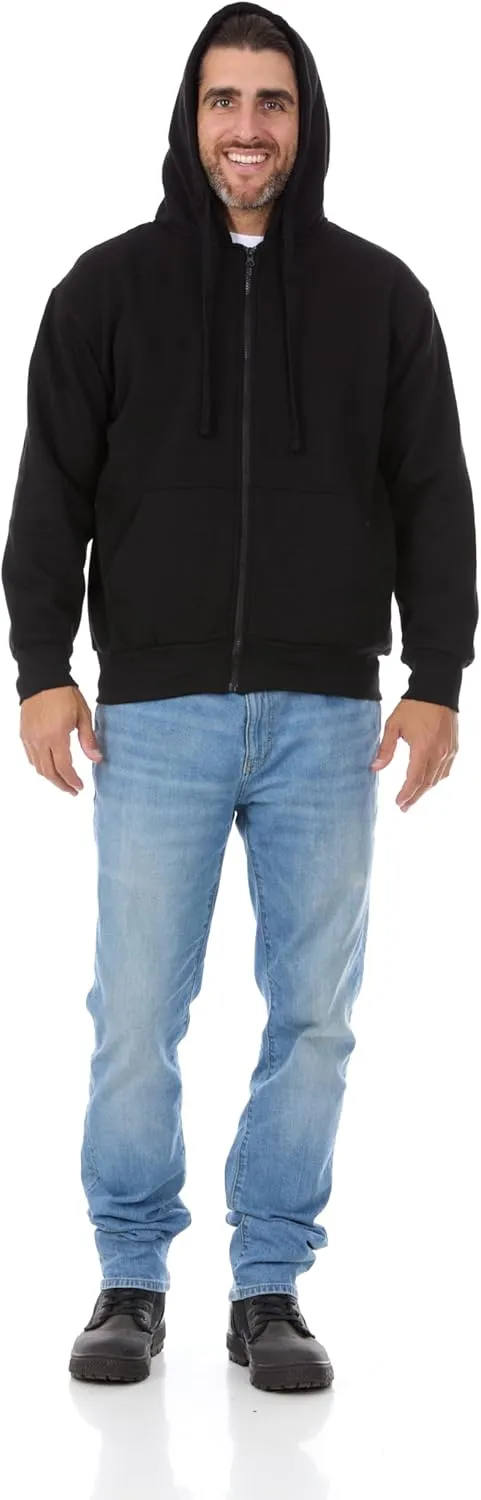 Mens Fleece Hoodie - Thermal lined sweatshirt - Cotton Blend Jacket Zipper Front