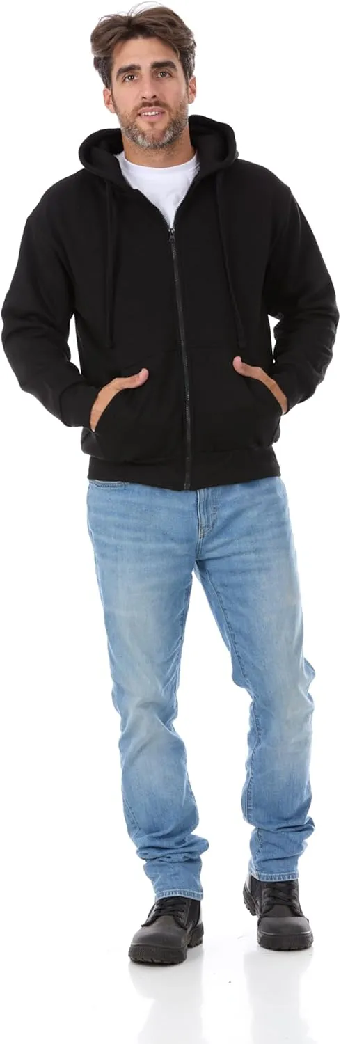 Mens Fleece Hoodie - Thermal lined sweatshirt - Cotton Blend Jacket Zipper Front