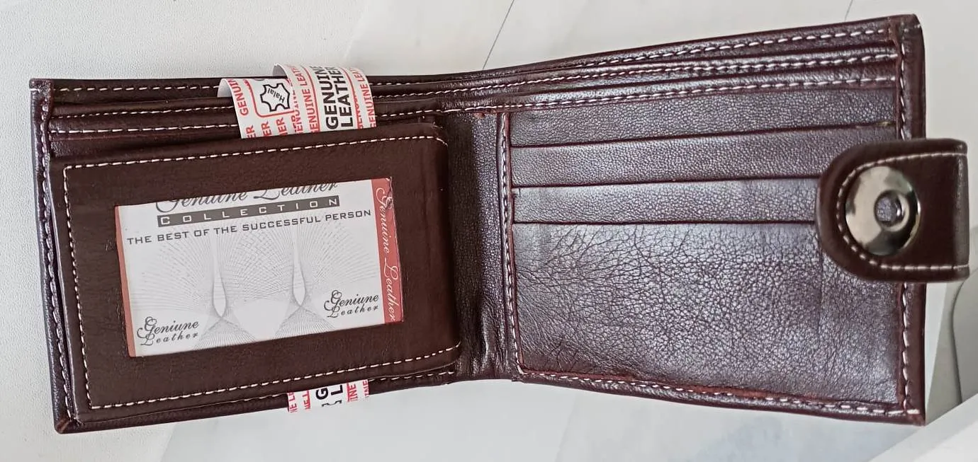 Mens Genuine Leather Wallet/Coin Purse Wallet with Multiple Card Slots - Dark Brown