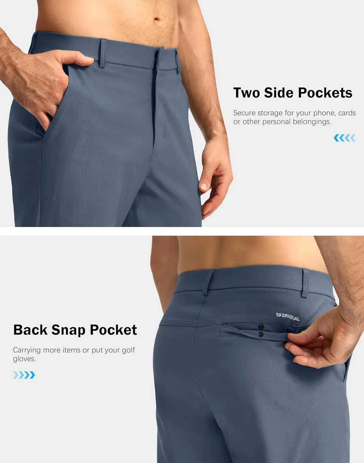 Mens Golf Pants 30"/32"/34" Stretch Dress Pants Quick Dry Casual Slacks Work Business Trousers for Men with Pockets