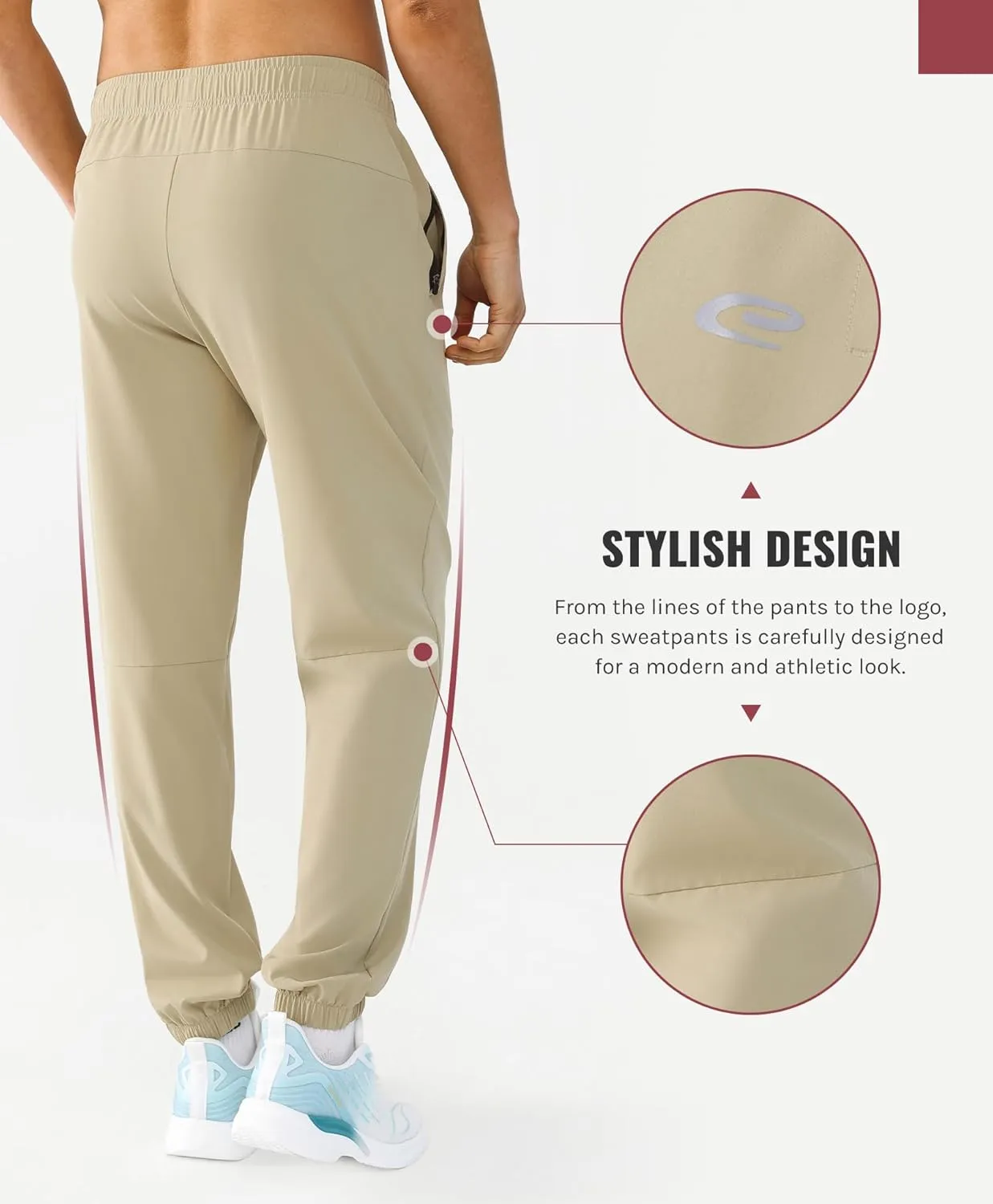 Men's Jogger Pants Lightweight Workout Running Tapered Joggers for Men with Zipper Pockets for Travel Casual