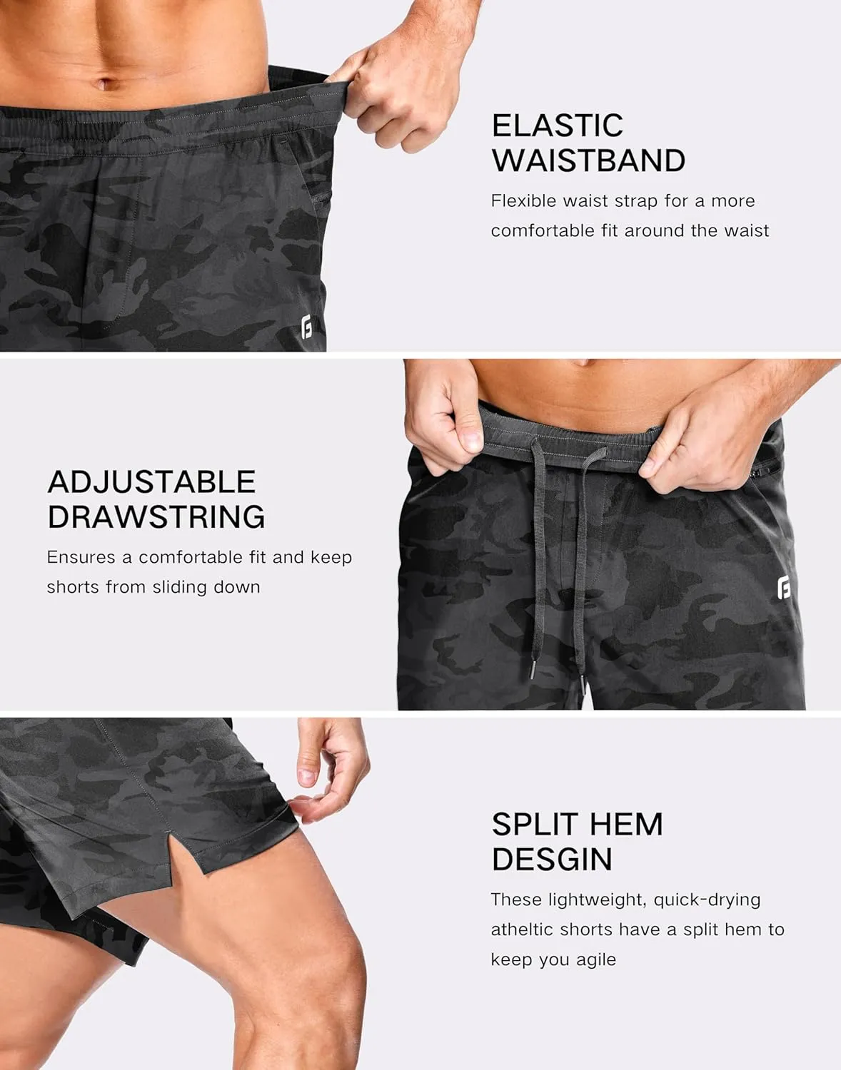 Men's Lightweight Athletic Shorts with Zipper Pockets 7"/5"/9" Gym Workout Running Quick Dry Tennis Shorts for Men