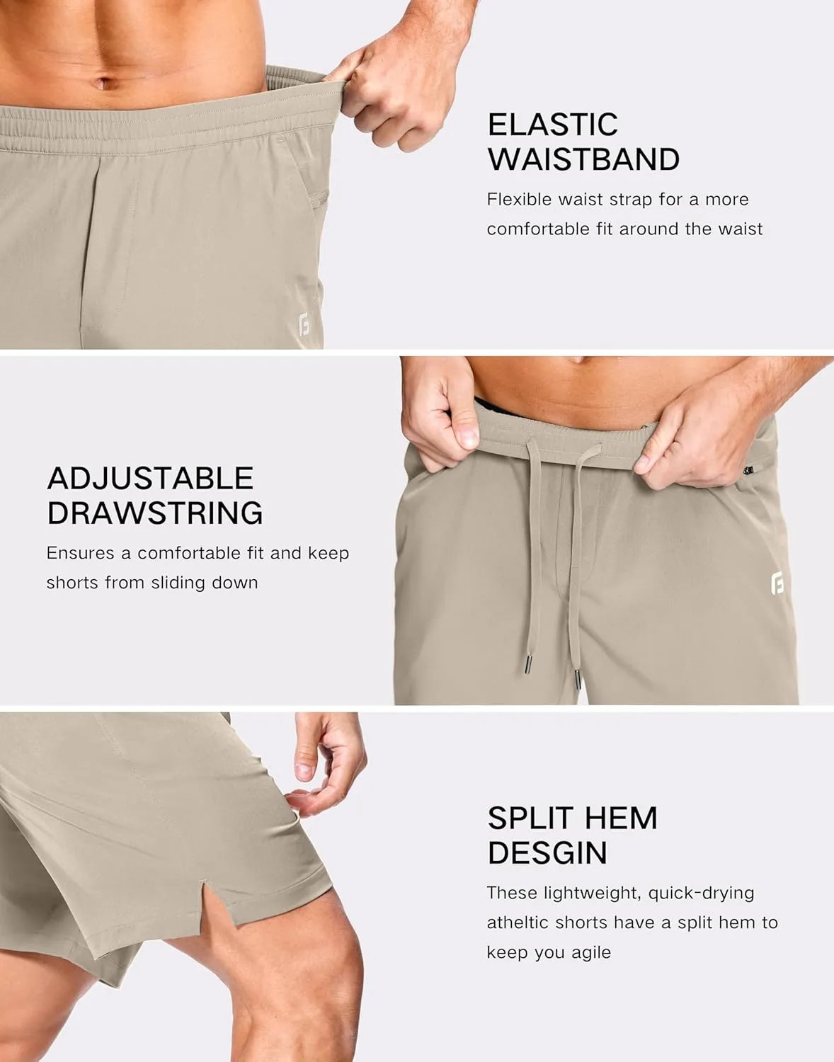 Men's Lightweight Athletic Shorts with Zipper Pockets 7"/5"/9" Gym Workout Running Quick Dry Tennis Shorts for Men