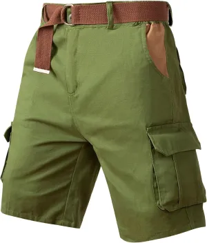 Mens Lightweight Cargo Shorts Multi Pockets Cotton Twill Utility Work Shorts Knee Length Combat Sports Hiking Shorts