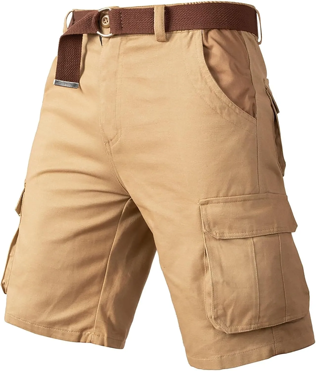 Mens Lightweight Cargo Shorts Multi Pockets Cotton Twill Utility Work Shorts Knee Length Combat Sports Hiking Shorts