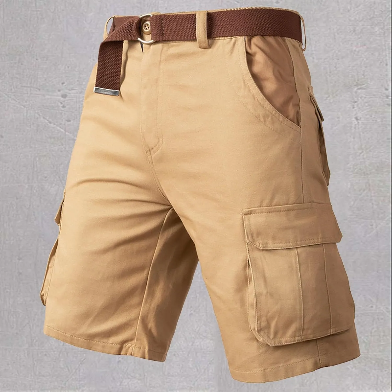Mens Lightweight Cargo Shorts Multi Pockets Cotton Twill Utility Work Shorts Knee Length Combat Sports Hiking Shorts