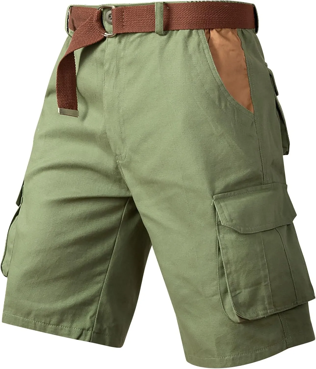 Mens Lightweight Cargo Shorts Multi Pockets Cotton Twill Utility Work Shorts Knee Length Combat Sports Hiking Shorts