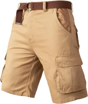 Mens Lightweight Cargo Shorts Multi Pockets Cotton Twill Utility Work Shorts Knee Length Combat Sports Hiking Shorts
