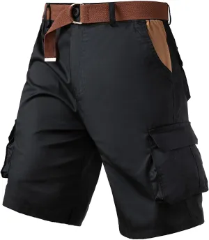 Mens Lightweight Cargo Shorts Multi Pockets Cotton Twill Utility Work Shorts Knee Length Combat Sports Hiking Shorts
