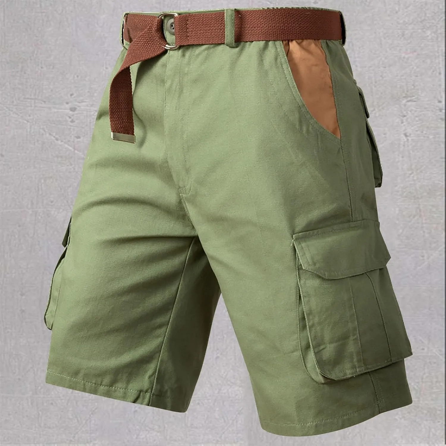 Mens Lightweight Cargo Shorts Multi Pockets Cotton Twill Utility Work Shorts Knee Length Combat Sports Hiking Shorts
